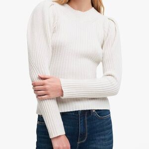 NWT - Women’s 7 For All Man Kind Tuck Puff Sleeve Ribbed Sweater - XS Cream